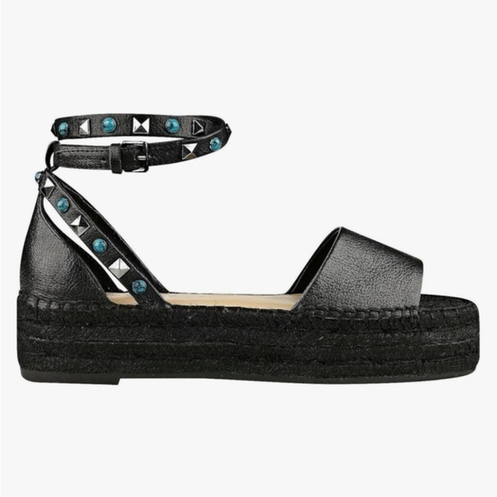 Women's Black Studded Platform Sandals